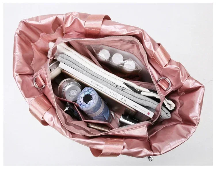 Women Gym Bags Waterproof Sports Swimming Yoga Mat Pink Weekend Travel Duffle Bags for Women Sport Fitness Shoulder Handbag