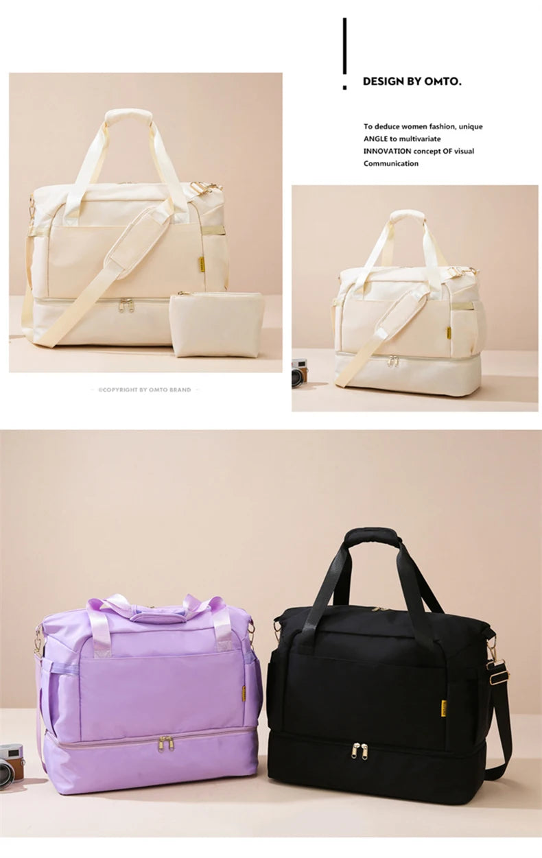 Women Gym Bag Large Fitness Training Bags Dry Wet Separation Yoga Tote with Shoe Pocket Sports Handbag Waterproof Travel Bag