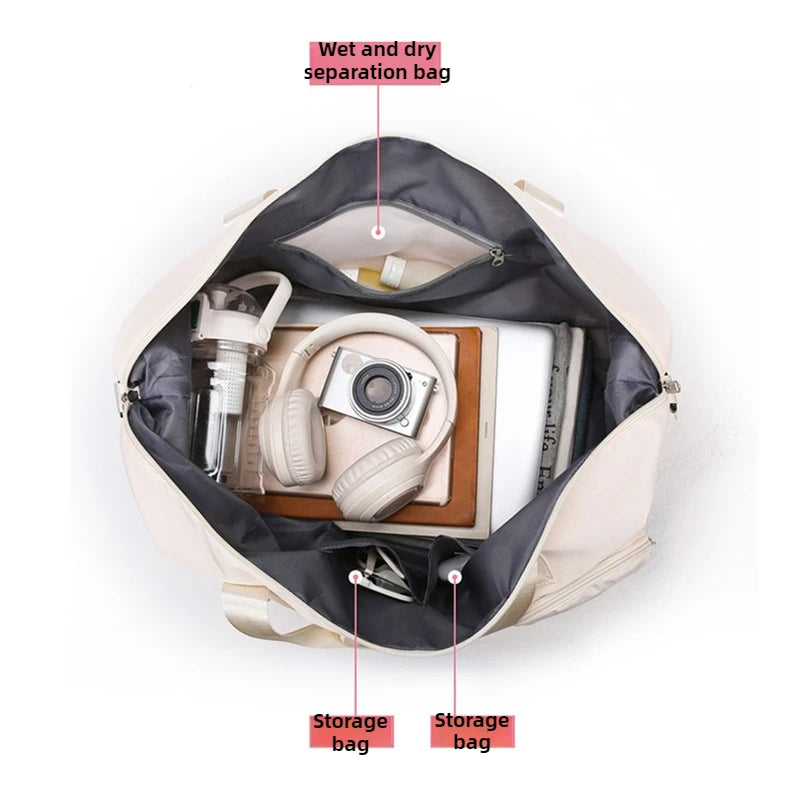 Sports Tote Gym Bag Travel Duffel Handbags for Women Shoulder Weekender Overnight Bag Dry Wet Yoga Workout Carryon Bags Pack