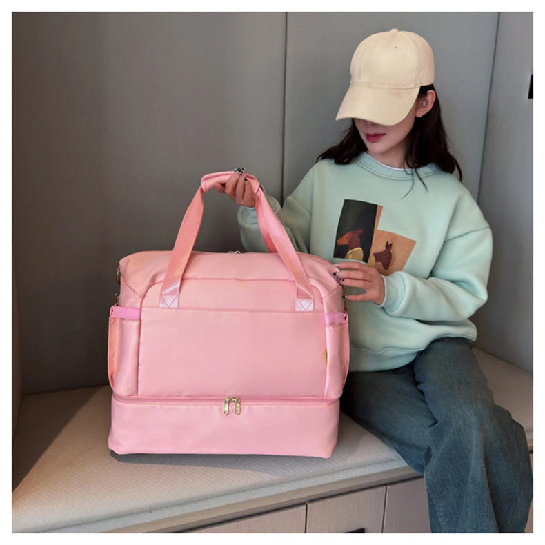 Women Gym Bag Large Fitness Training Bags Dry Wet Separation Yoga Tote with Shoe Pocket Sports Handbag Waterproof Travel Bag