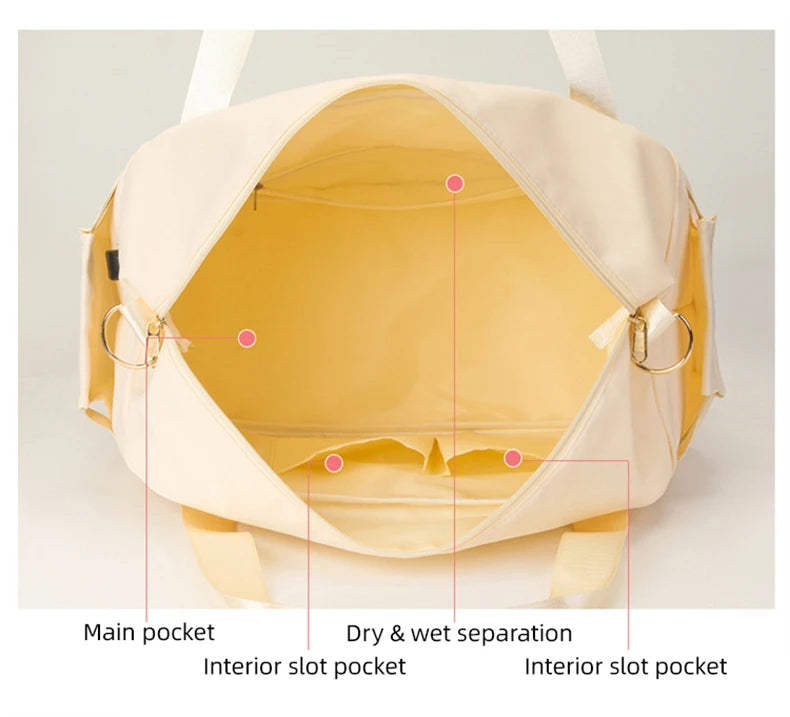 Women Gym Bag Large Fitness Training Bags Dry Wet Separation Yoga Tote with Shoe Pocket Sports Handbag Waterproof Travel Bag