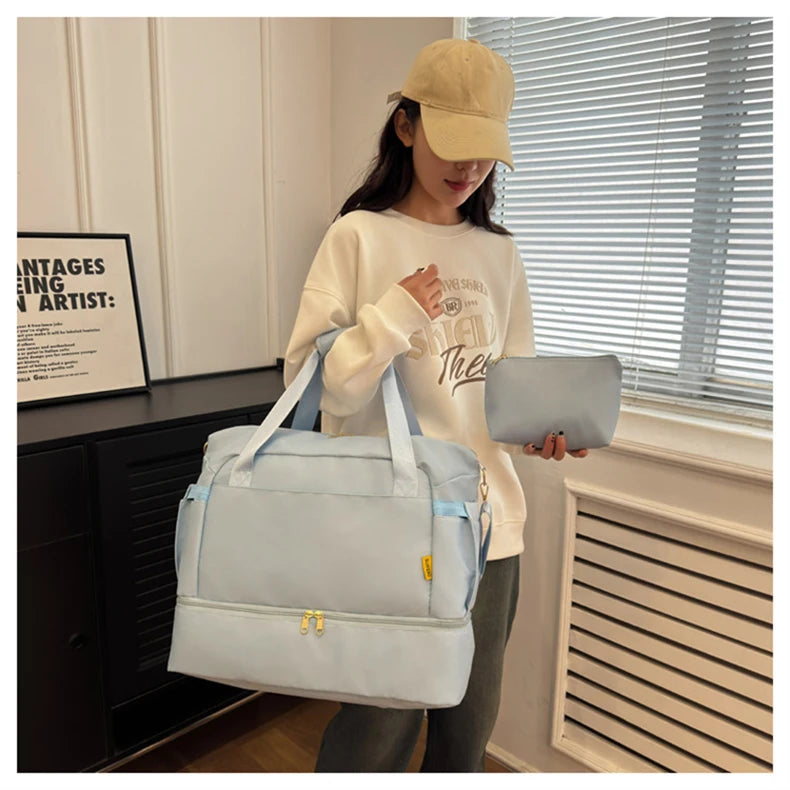 Women Gym Bag Large Fitness Training Bags Dry Wet Separation Yoga Tote with Shoe Pocket Sports Handbag Waterproof Travel Bag