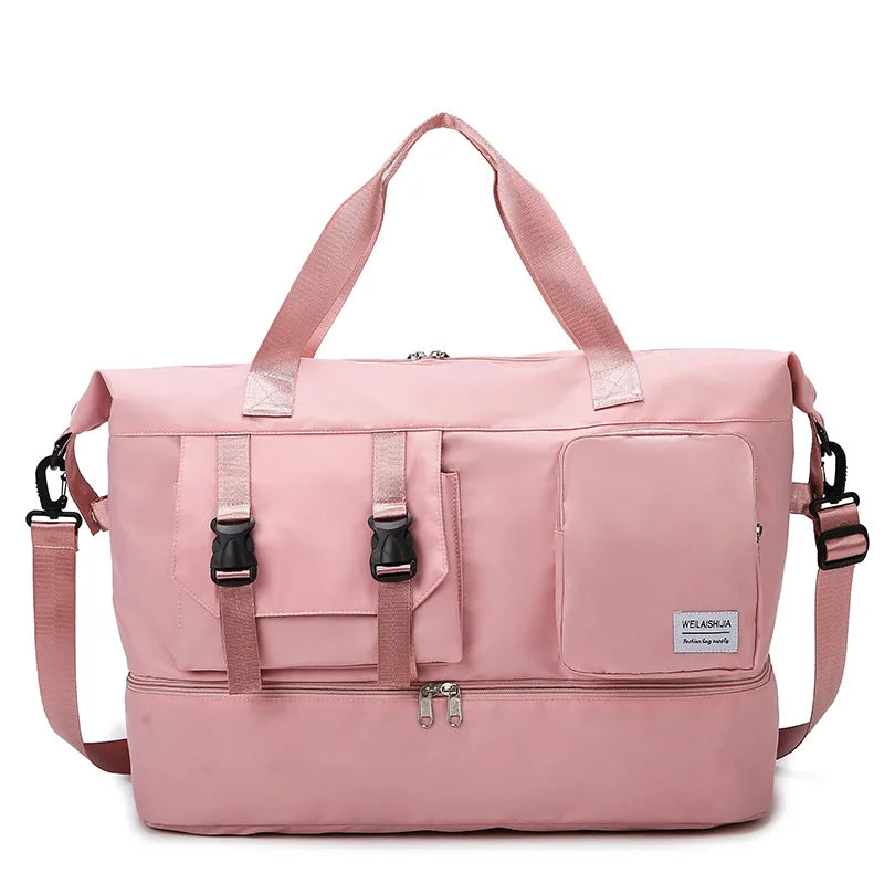 Sports Tote Gym Bag Travel Duffel Handbags for Women Shoulder Weekender Overnight Bag Dry Wet Yoga Workout Carryon Bags Pack