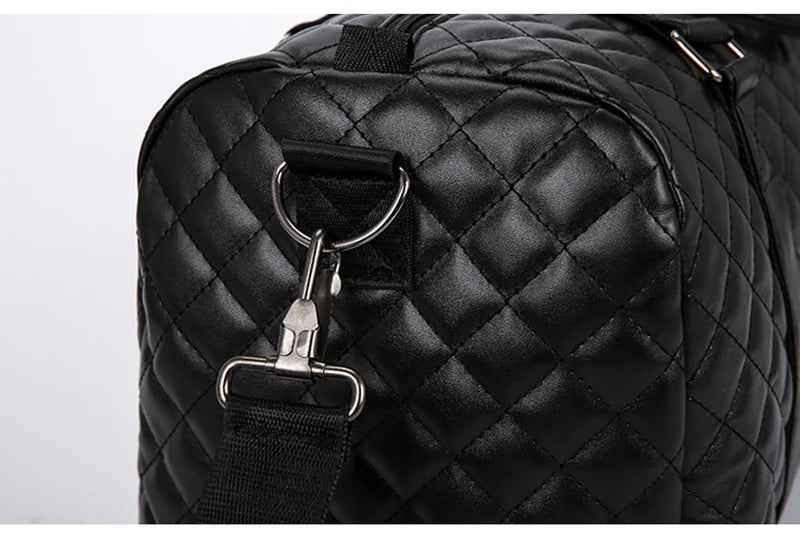 Duffle Tote Gym Fitness Bags for Woman PU Leather Handbag Travel Luggage Shoulder Sports Shoes Pocket Weekend Crossbody Bags