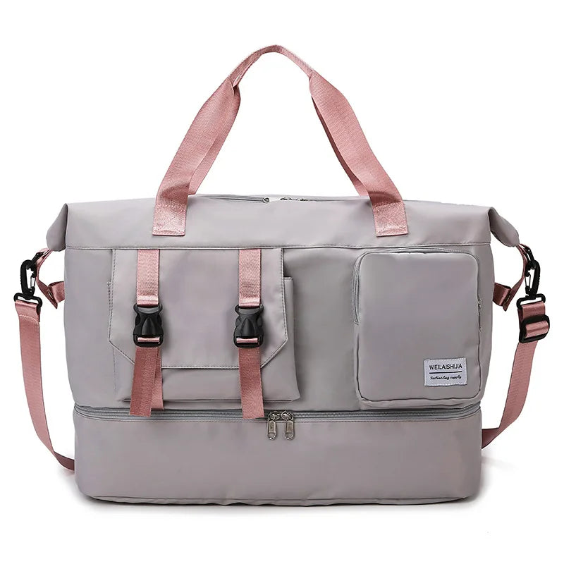 Sports Tote Gym Bag Travel Duffel Handbags for Women Shoulder Weekender Overnight Bag Dry Wet Yoga Workout Carryon Bags Pack