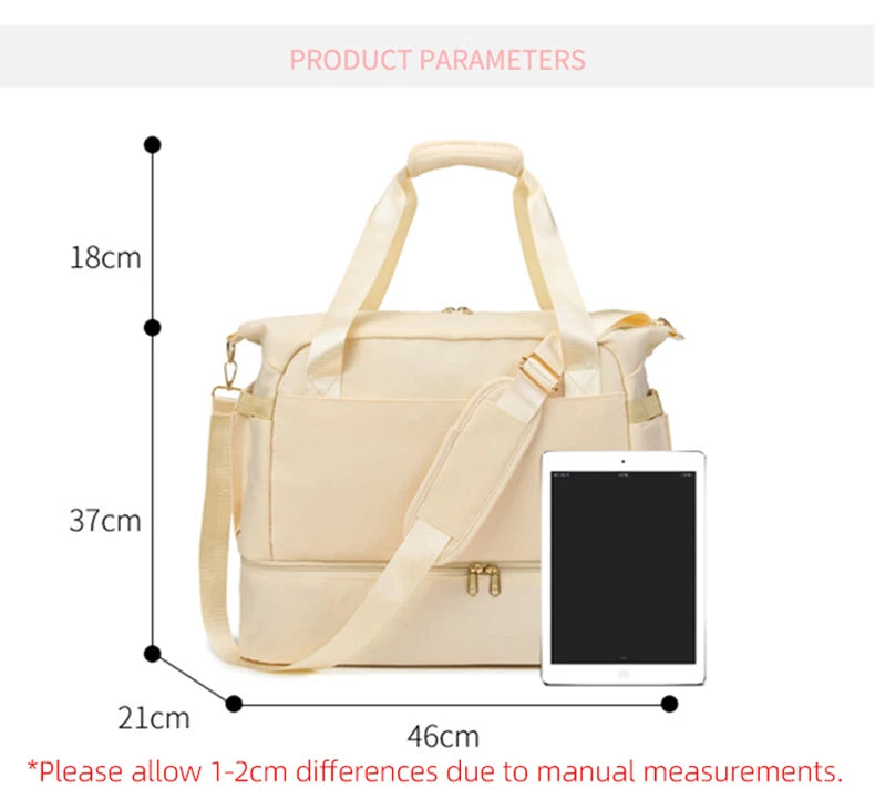 Women Gym Bag Large Fitness Training Bags Dry Wet Separation Yoga Tote with Shoe Pocket Sports Handbag Waterproof Travel Bag