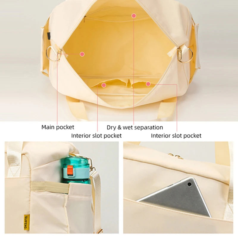 Women Gym Bag Large Fitness Training Bags Dry Wet Separation Yoga Tote with Shoe Pocket Sports Handbag Waterproof Travel Bag