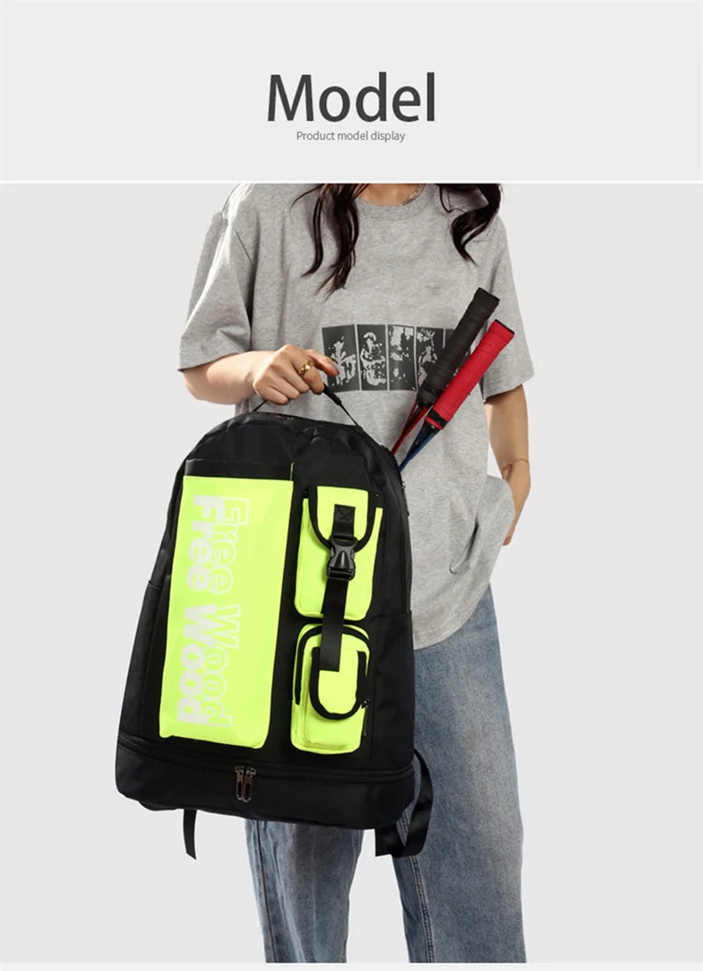 Unisex Tennis Backpack Multifunctional Badminton Racket Bags Large Capacity Sports Bagpack with Shoes Pocket Hold 1-3 Rackets
