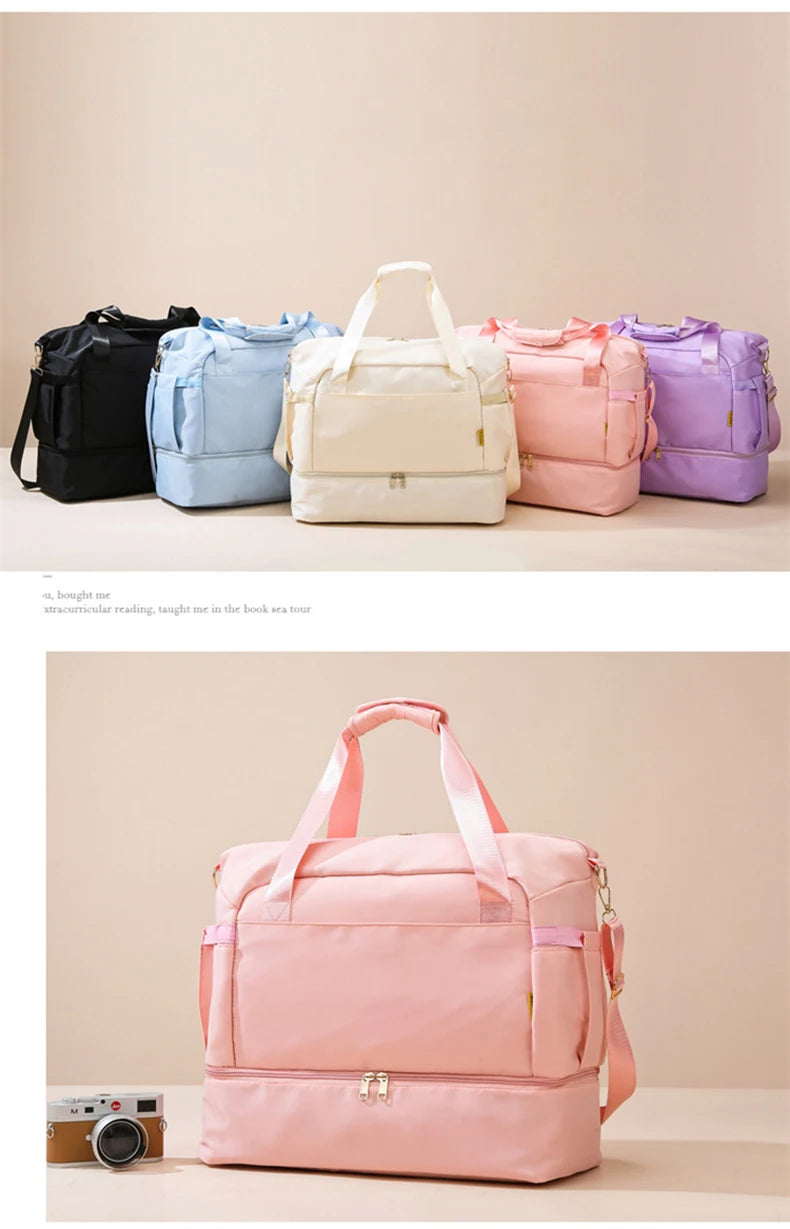 Women Gym Bag Large Fitness Training Bags Dry Wet Separation Yoga Tote with Shoe Pocket Sports Handbag Waterproof Travel Bag