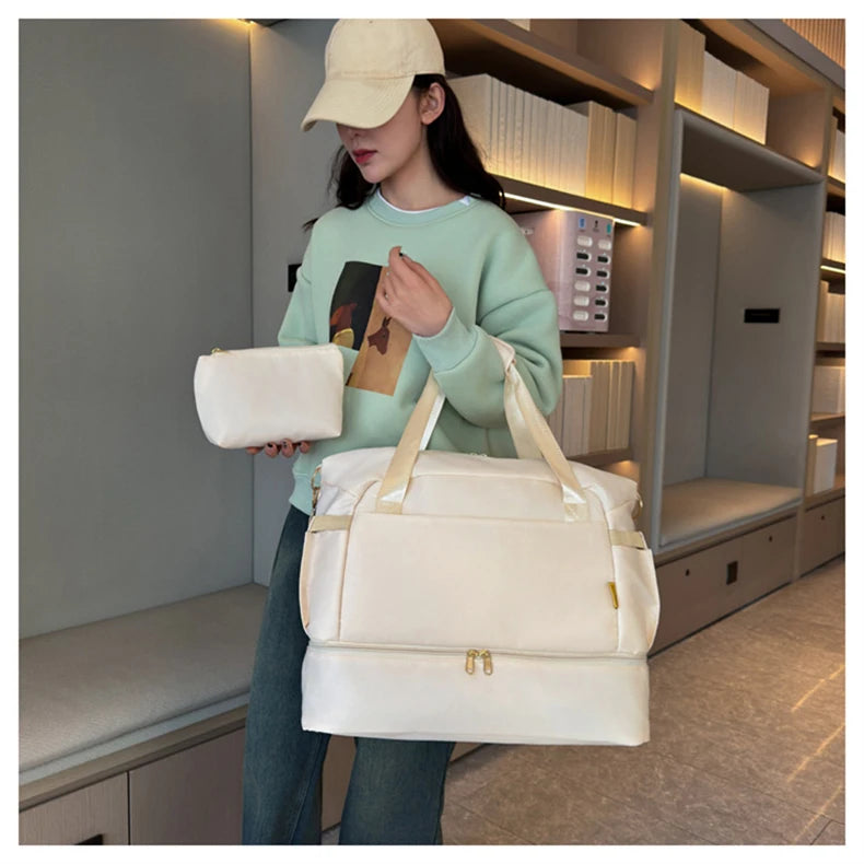 Women Gym Bag Large Fitness Training Bags Dry Wet Separation Yoga Tote with Shoe Pocket Sports Handbag Waterproof Travel Bag