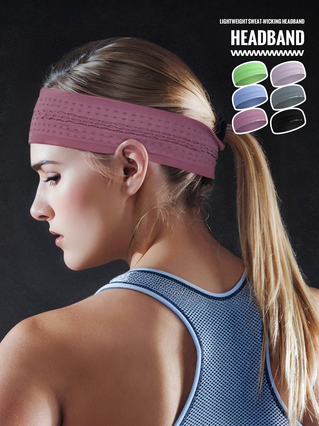 1pc Sport Headbands for Men Women Non-Slip Moisture Wicking Workout Sweatband Fitness Running Cycling Football Yoga Hairband