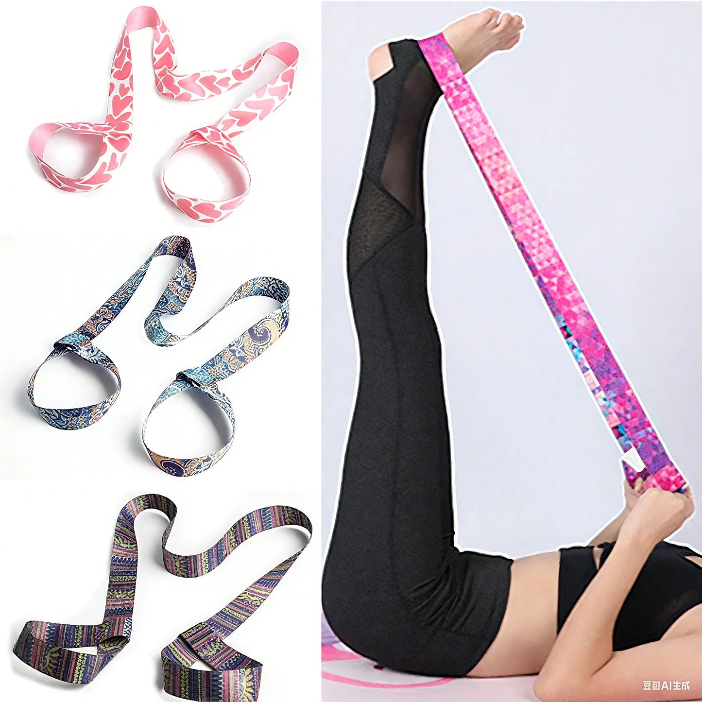 Pilates Elastic Yoga Strap Band Mat Strap Elastic Tape for Fitness 2 in 1 Yoga Equipment Adjustable Yoga Mat Strap YJS01