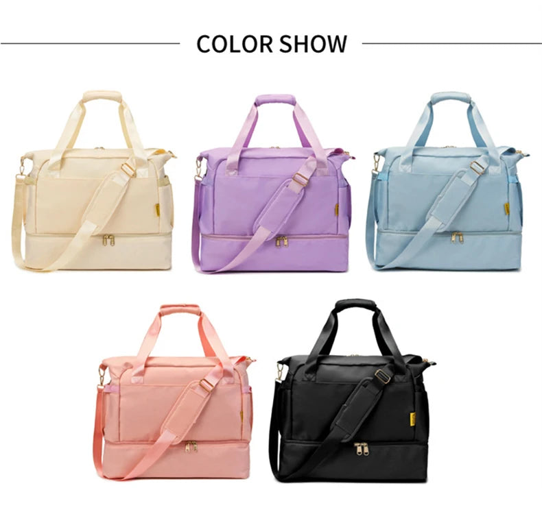 Women Gym Bag Large Fitness Training Bags Dry Wet Separation Yoga Tote with Shoe Pocket Sports Handbag Waterproof Travel Bag