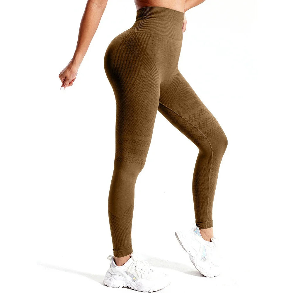 Sports Pants With Sexy Lines Lifting Buttocks Sports Tight Pants Women's High Waisted Elastic Fitness Pants Running Yoga Pants