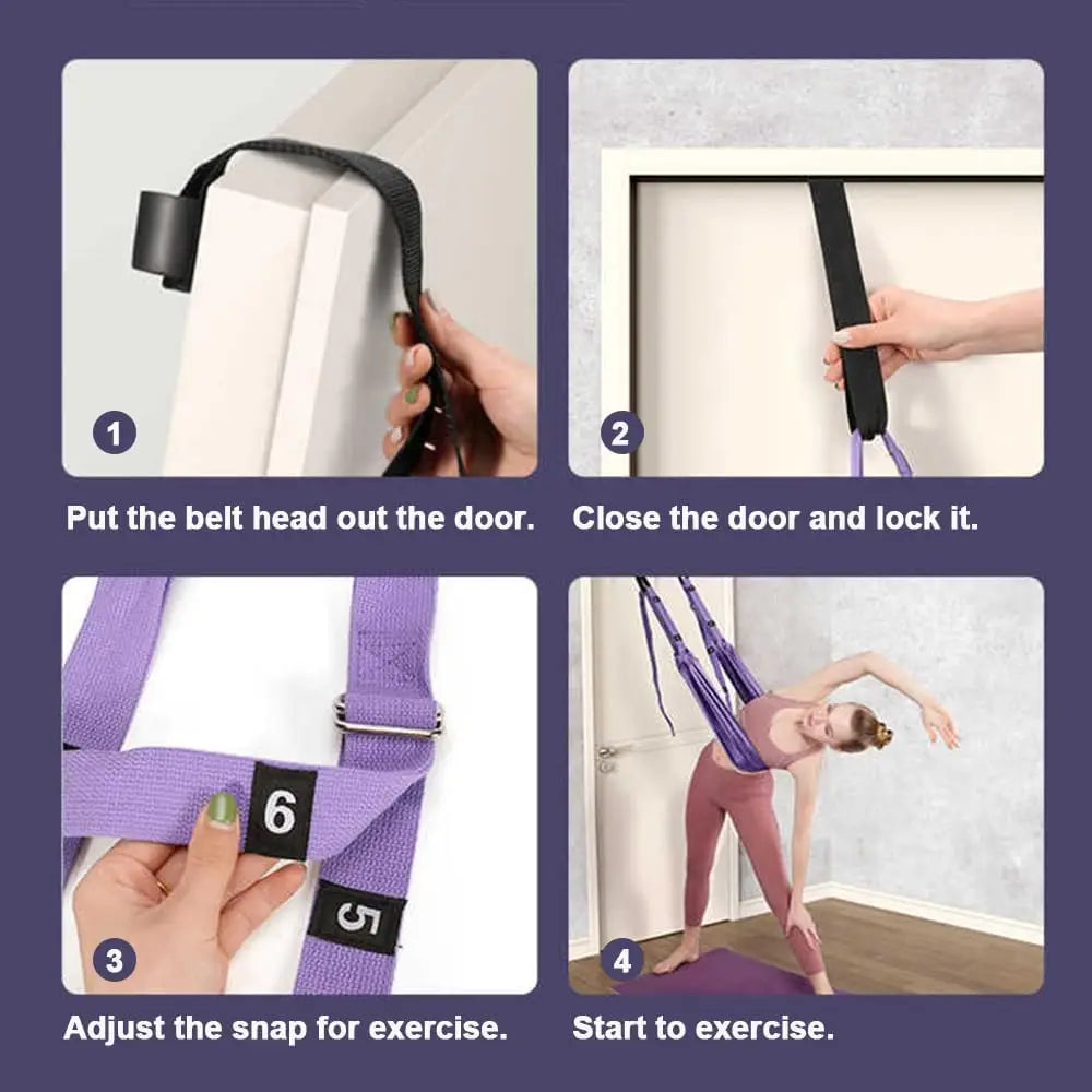 Leg Stretcher Strap, Stretching Equipment with Door Anchor Flexibility Trainer Backbend Assist for Dance Aerial Yoga Ballet Leg