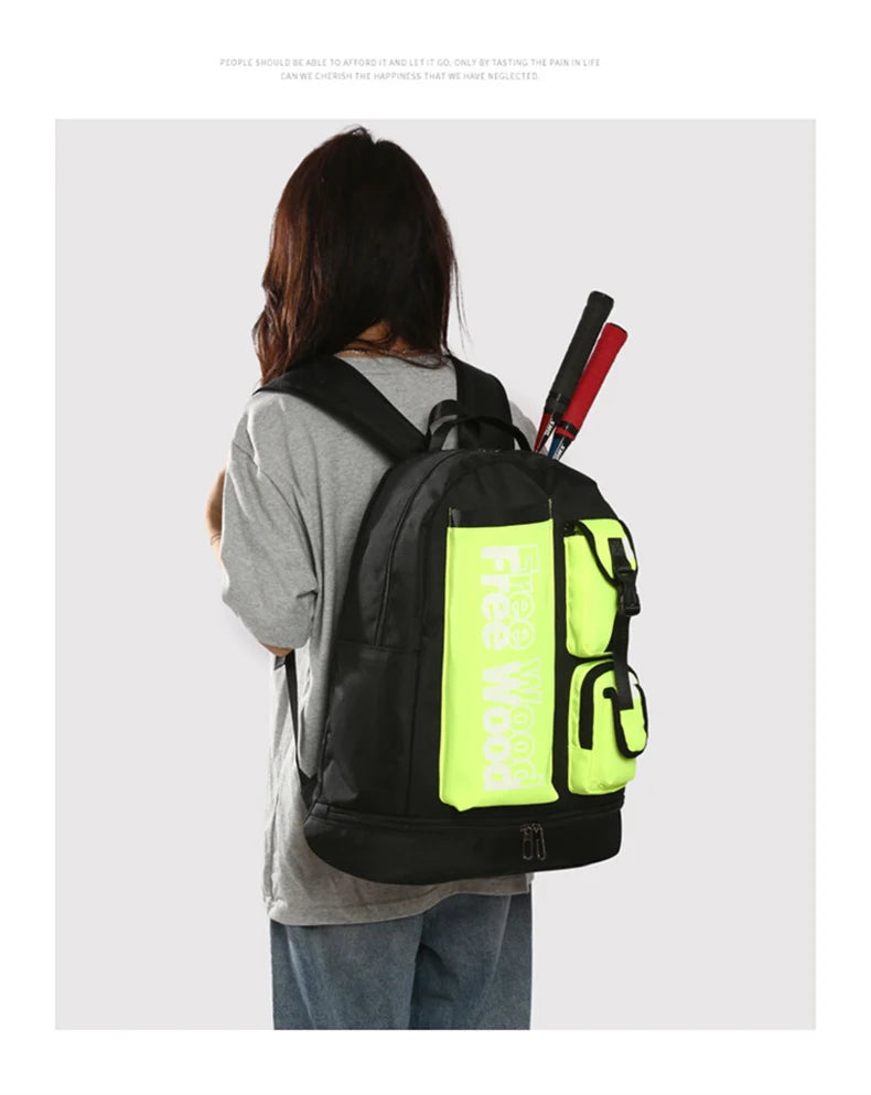 Unisex Tennis Backpack Multifunctional Badminton Racket Bags Large Capacity Sports Bagpack with Shoes Pocket Hold 1-3 Rackets