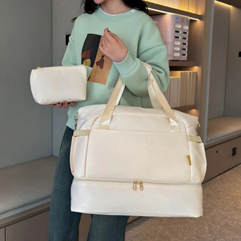 Women Gym Bag Large Fitness Training Bags Dry Wet Separation Yoga Tote with Shoe Pocket Sports Handbag Waterproof Travel Bag