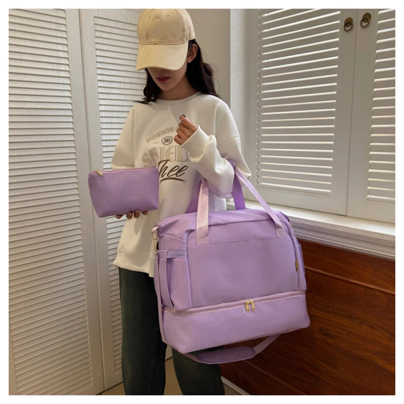 Women Gym Bag Large Fitness Training Bags Dry Wet Separation Yoga Tote with Shoe Pocket Sports Handbag Waterproof Travel Bag