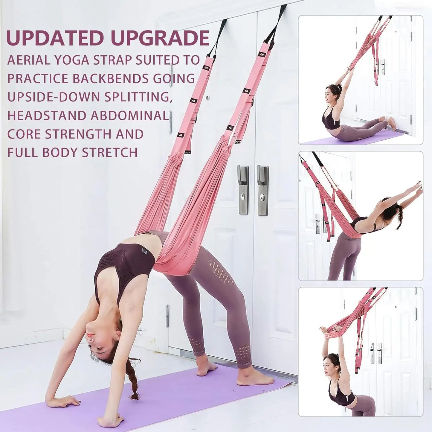 Leg Stretcher Strap, Stretching Equipment with Door Anchor Flexibility Trainer Backbend Assist for Dance Aerial Yoga Ballet Leg