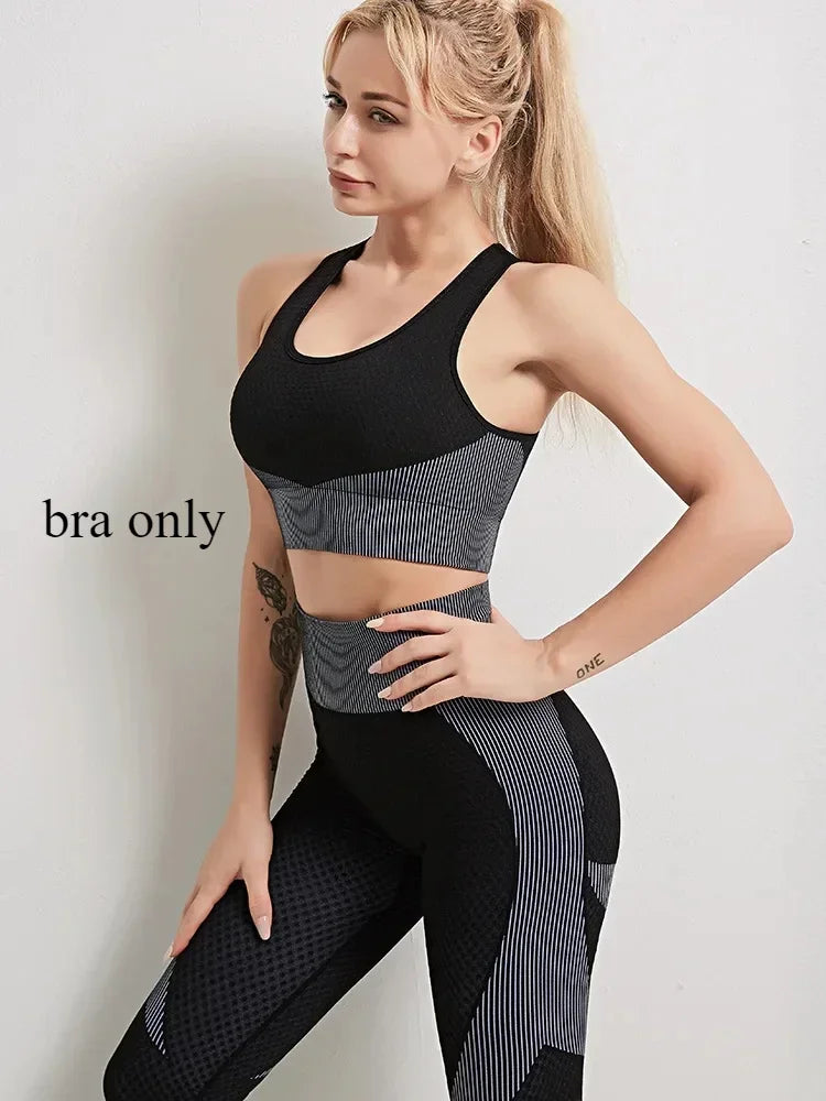 Yoga Clothes Gym Wear Women Fitness Clothing Outfit Workout Zipper Sportswear Long Sleeve Crop Bra Top Leggings Seperately Sold