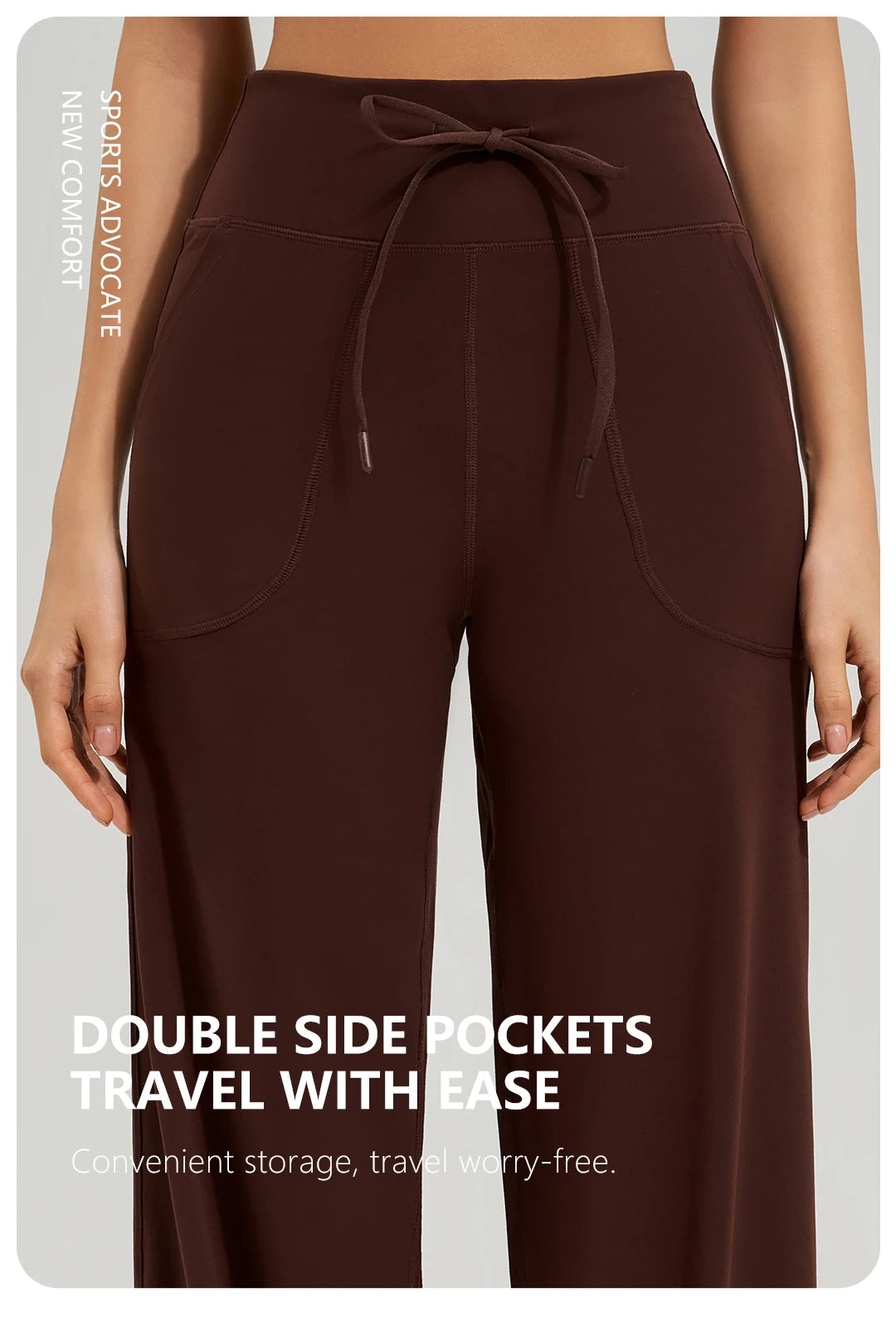 Women's yoga pants high waist wide leg gym casual pants solid color drawstring high elasticity quick drying tight pants