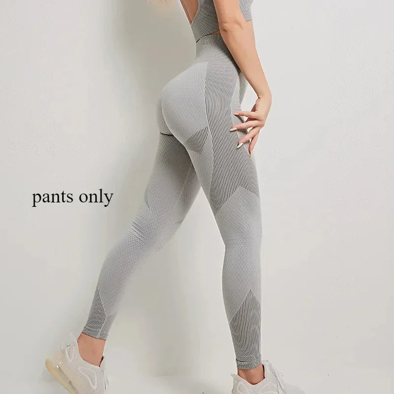 Yoga Clothes Gym Wear Women Fitness Clothing Outfit Workout Zipper Sportswear Long Sleeve Crop Bra Top Leggings Seperately Sold