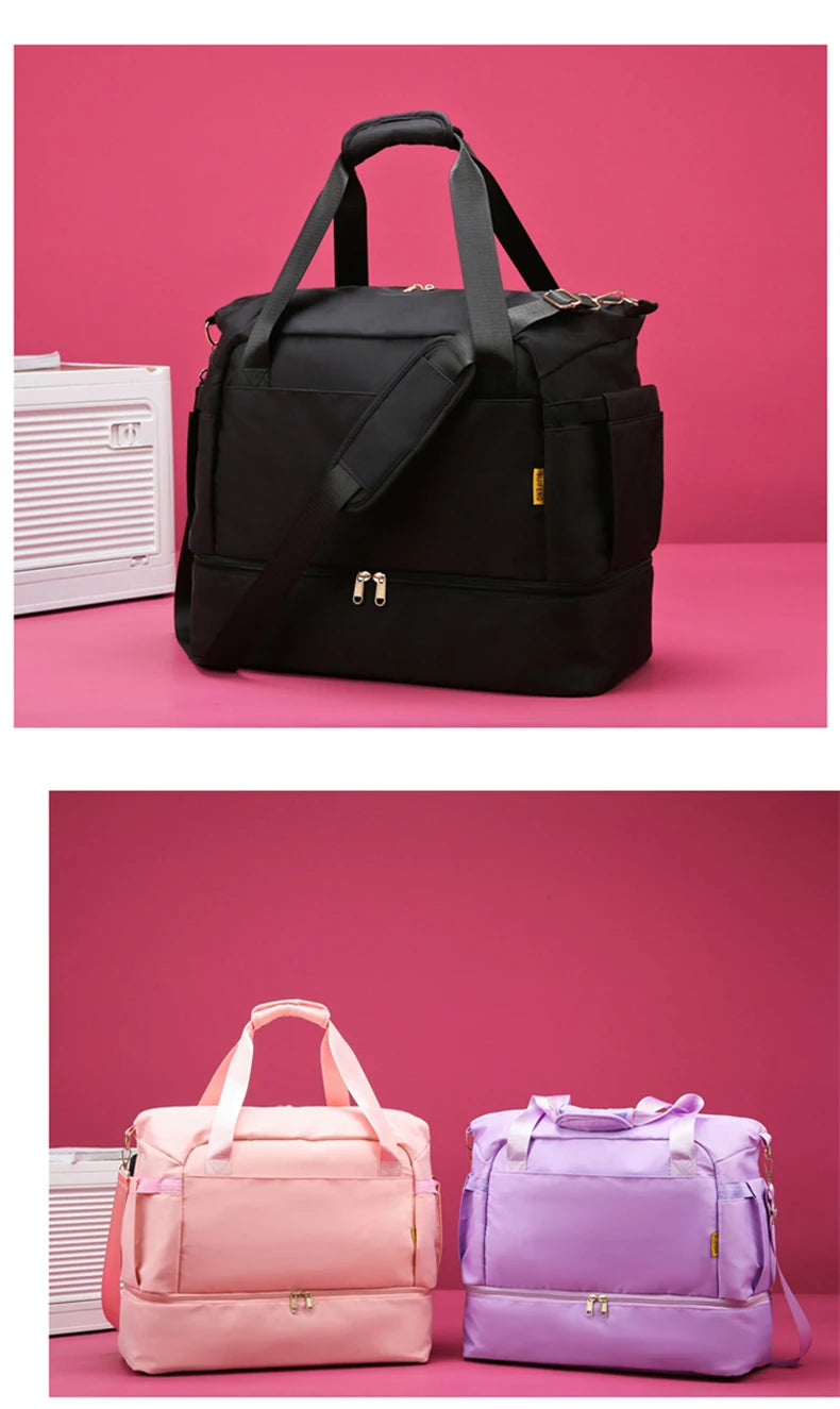 Women Gym Bag Large Fitness Training Bags Dry Wet Separation Yoga Tote with Shoe Pocket Sports Handbag Waterproof Travel Bag