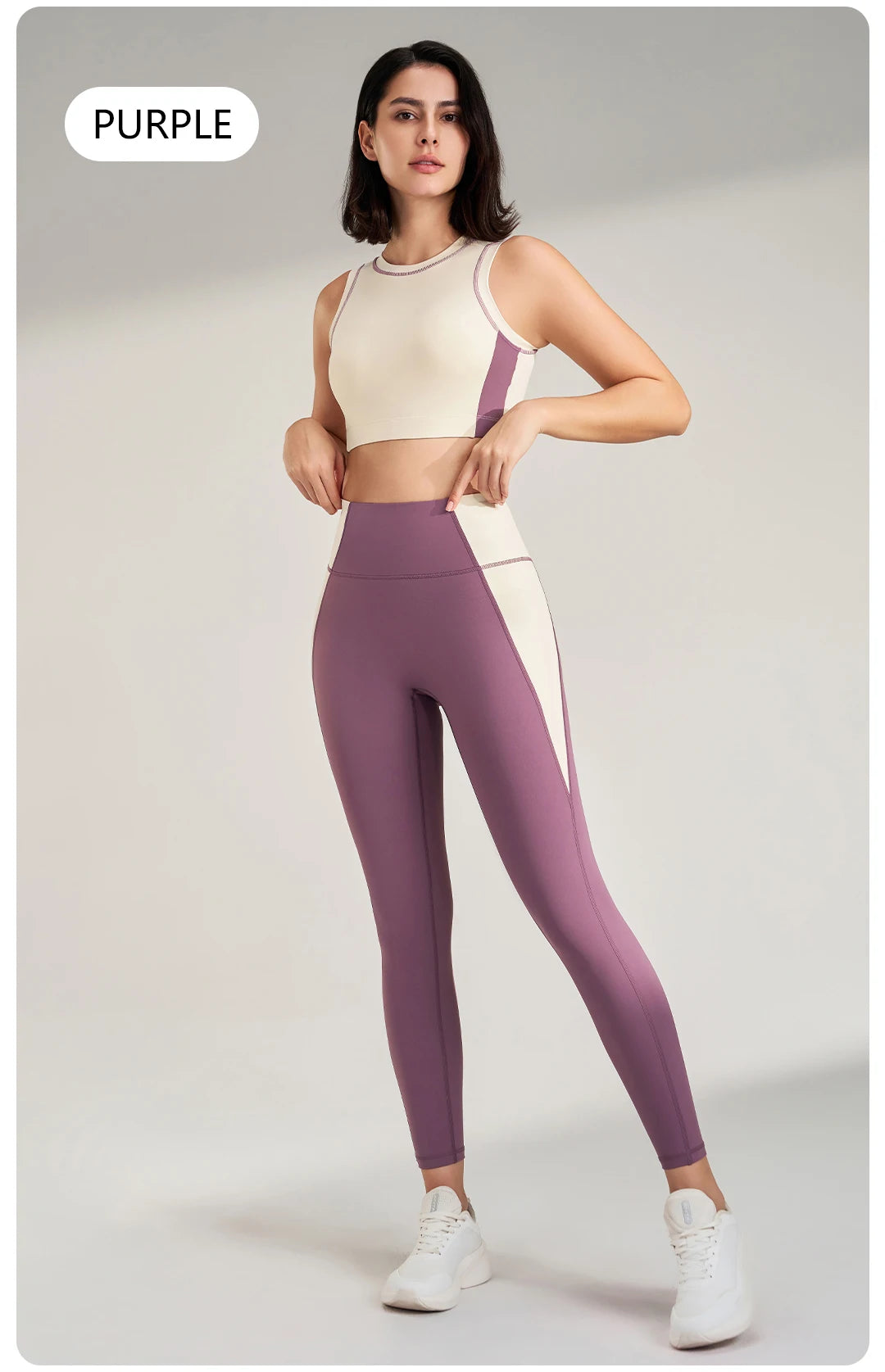 Sports Outdoor Fitness Suit Color Blocking Quick Dry Yoga Clothing Shockproof Bra Yoga Leggings Running Long Pants Female