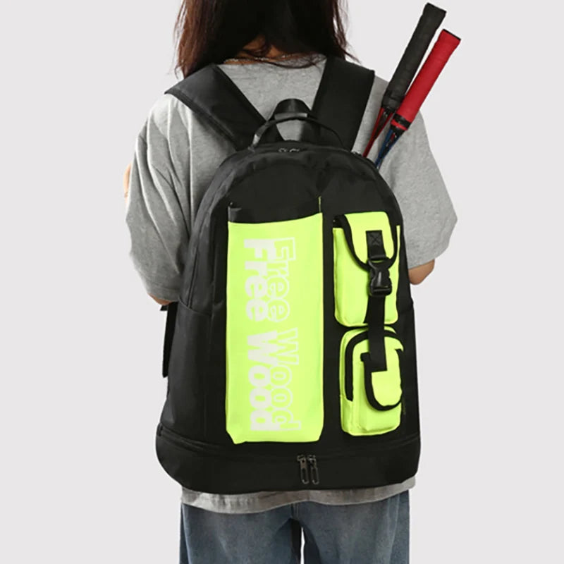 Unisex Tennis Backpack Multifunctional Badminton Racket Bags Large Capacity Sports Bagpack with Shoes Pocket Hold 1-3 Rackets