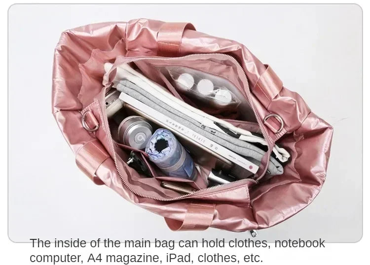 Women Gym Bags Waterproof Sports Swimming Yoga Mat Pink Weekend Travel Duffle Bags for Women Sport Fitness Shoulder Handbag