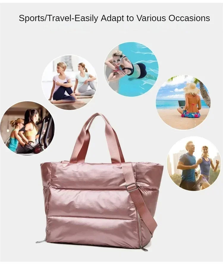 Women Gym Bags Waterproof Sports Swimming Yoga Mat Pink Weekend Travel Duffle Bags for Women Sport Fitness Shoulder Handbag