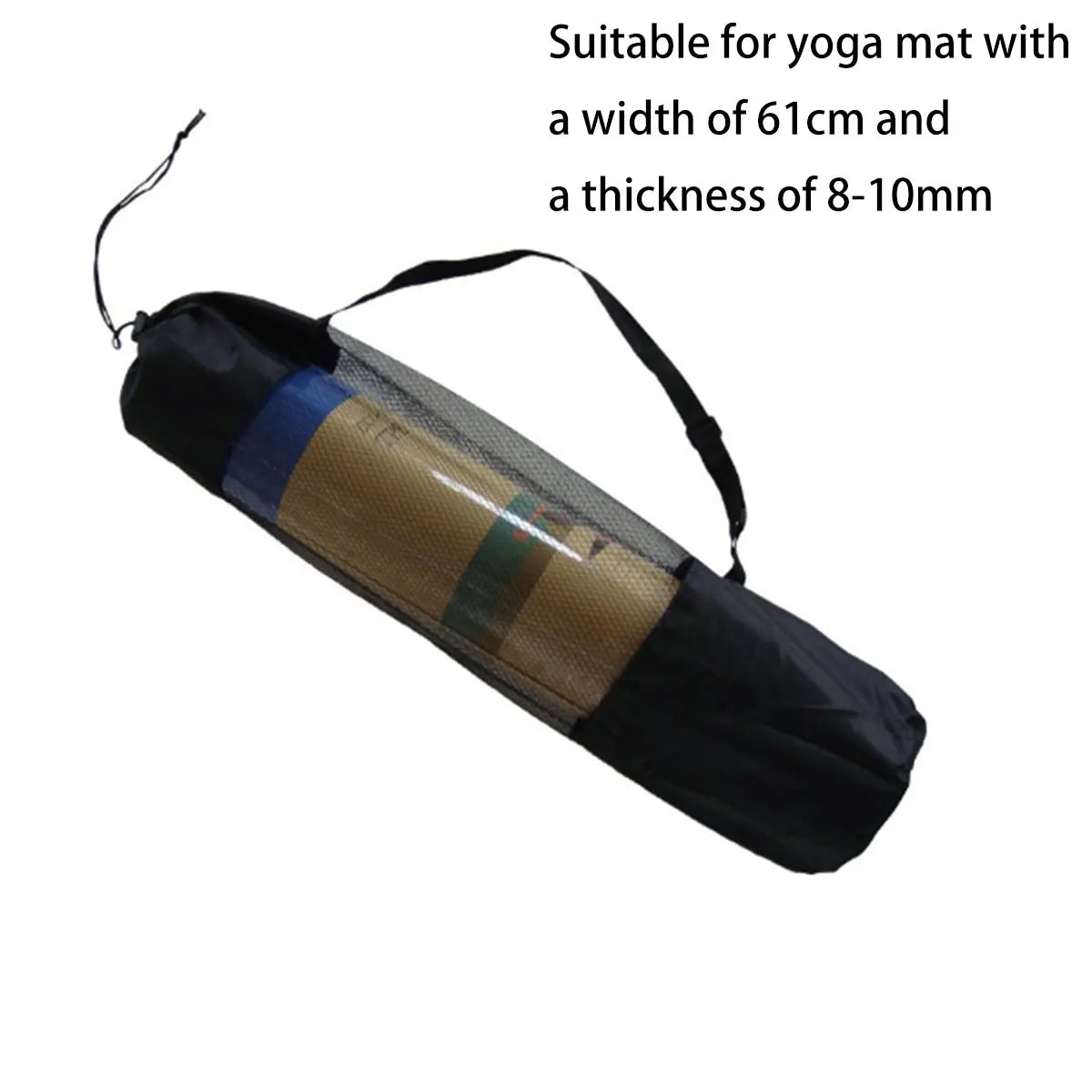 1 Breathable Yoga Mat Storage Mesh Bag - Durable Oxford Fabric, Black with Shoulder Strap, Perfect for Everyday Use and Fitness