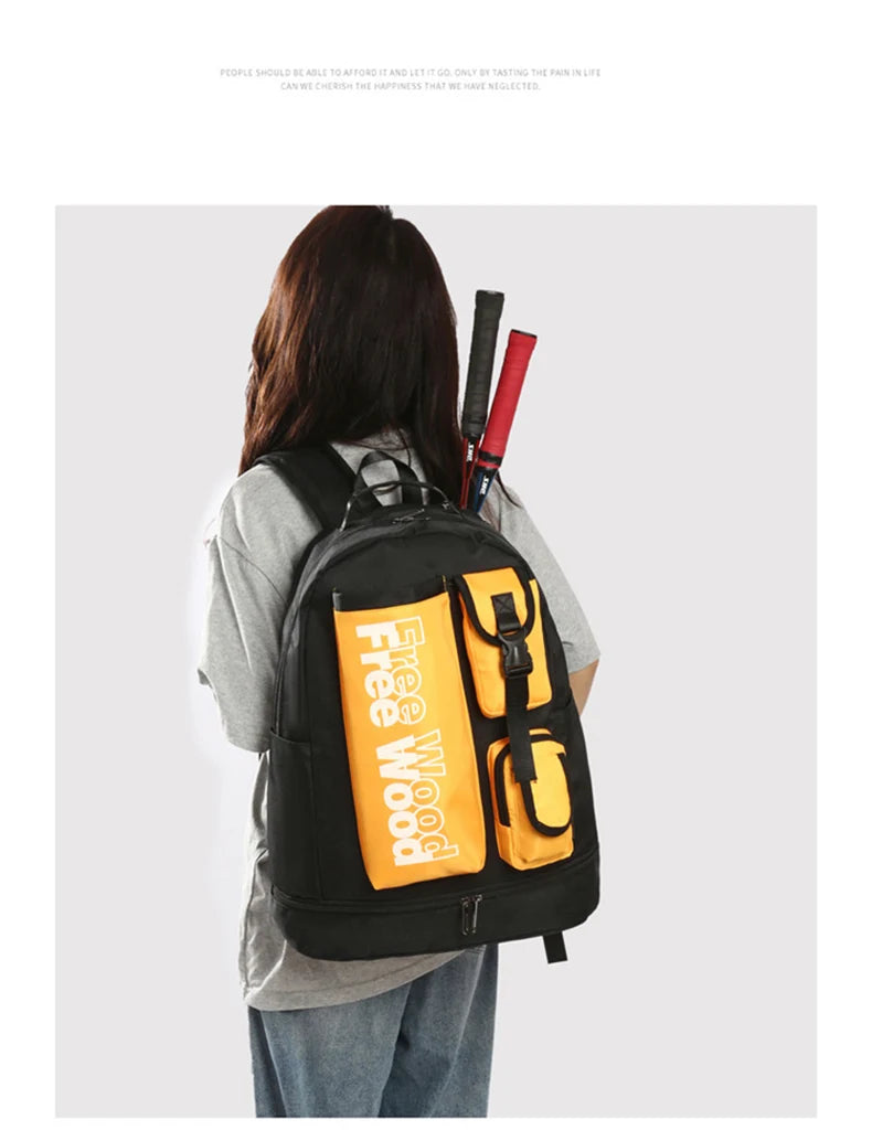 Unisex Tennis Backpack Multifunctional Badminton Racket Bags Large Capacity Sports Bagpack with Shoes Pocket Hold 1-3 Rackets
