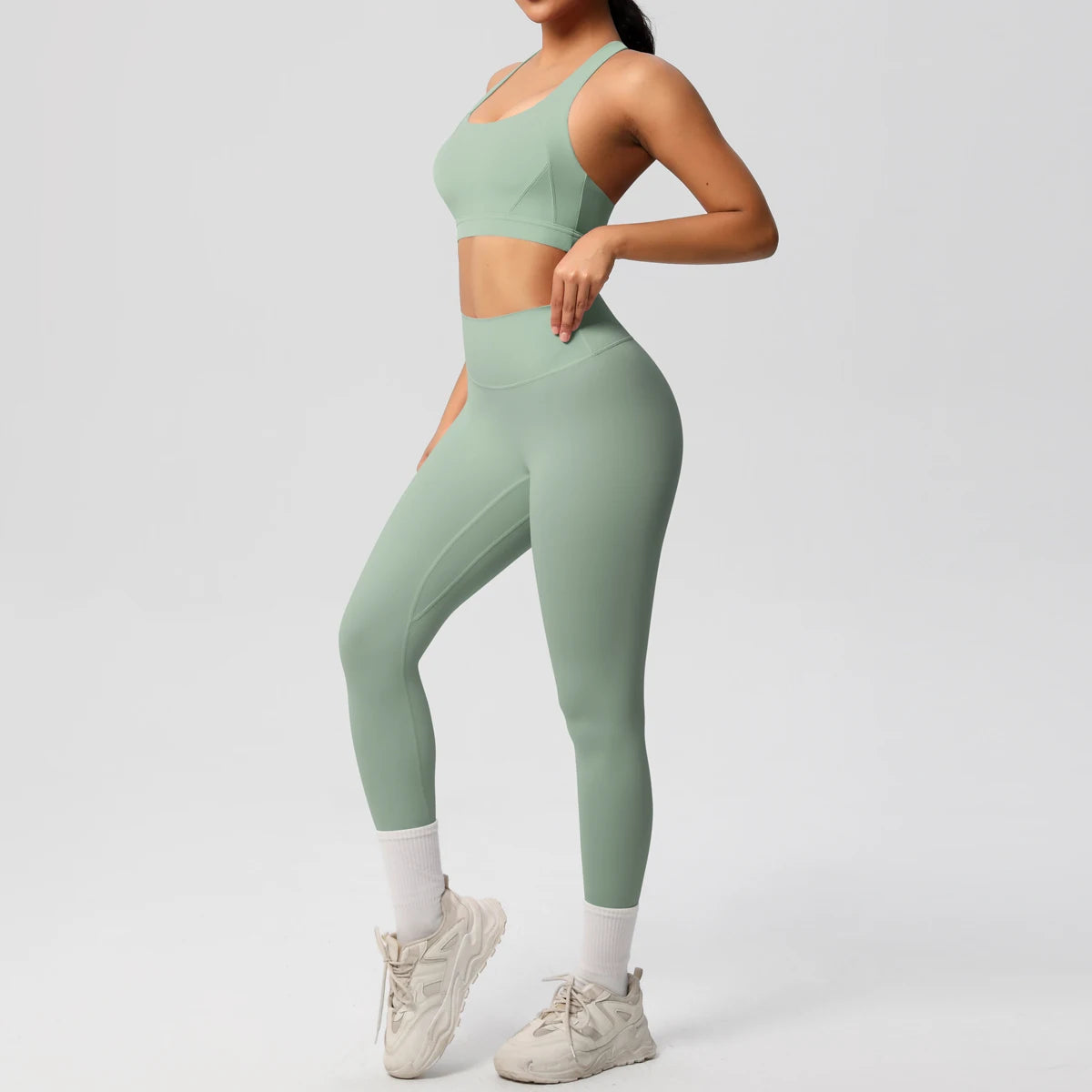 Women 2pcs Patchwork Sport Yoga Suit Training Sleeveless Sport Gym Tops  Tummy Control Slimming Booty Leggings Yoga Suit Sports