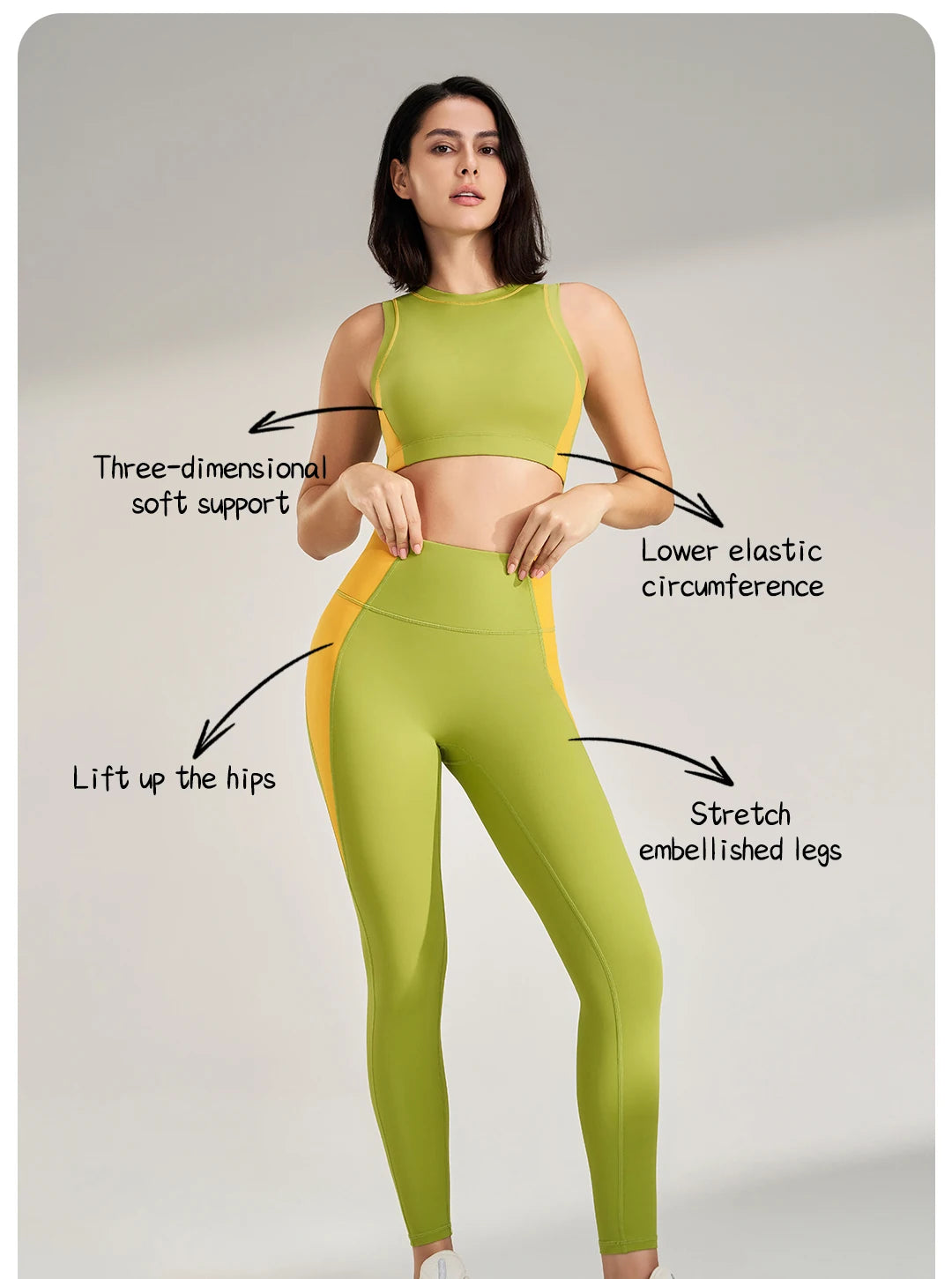 Sports Outdoor Fitness Suit Color Blocking Quick Dry Yoga Clothing Shockproof Bra Yoga Leggings Running Long Pants Female