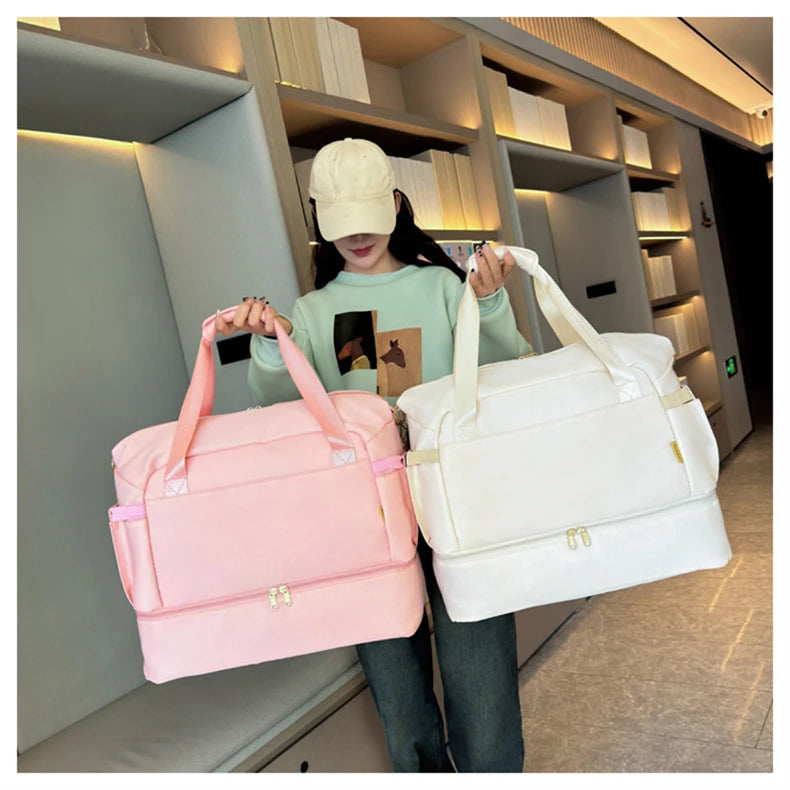 Women Gym Bag Large Fitness Training Bags Dry Wet Separation Yoga Tote with Shoe Pocket Sports Handbag Waterproof Travel Bag
