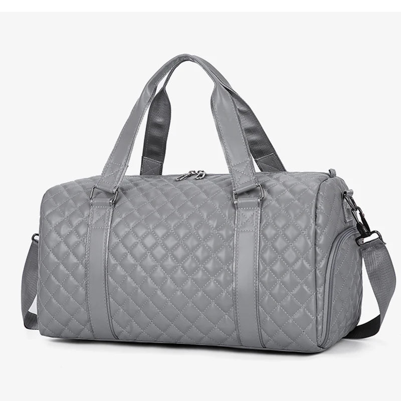 Duffle Tote Gym Fitness Bags for Woman PU Leather Handbag Travel Luggage Shoulder Sports Shoes Pocket Weekend Crossbody Bags