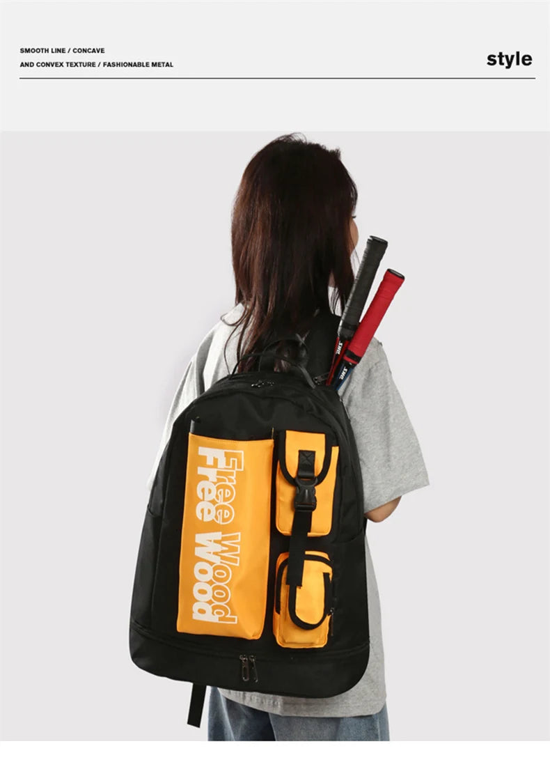 Unisex Tennis Backpack Multifunctional Badminton Racket Bags Large Capacity Sports Bagpack with Shoes Pocket Hold 1-3 Rackets