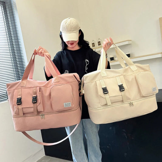 Sports Tote Gym Bag Travel Duffel Handbags for Women Shoulder Weekender Overnight Bag Dry Wet Yoga Workout Carryon Bags Pack