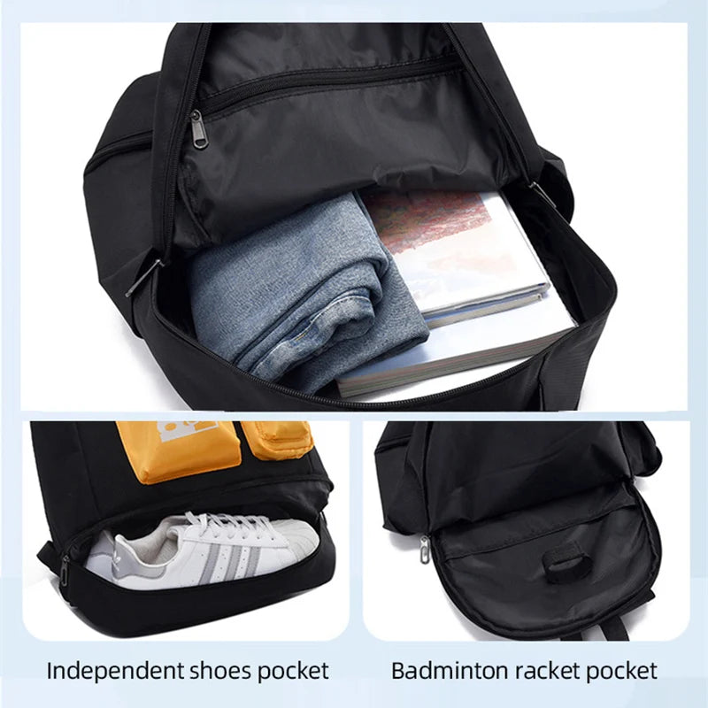 Unisex Tennis Backpack Multifunctional Badminton Racket Bags Large Capacity Sports Bagpack with Shoes Pocket Hold 1-3 Rackets
