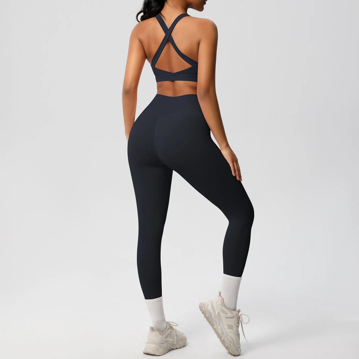 Women 2pcs Patchwork Sport Yoga Suit Training Sleeveless Sport Gym Tops  Tummy Control Slimming Booty Leggings Yoga Suit Sports