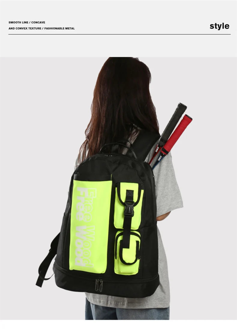 Unisex Tennis Backpack Multifunctional Badminton Racket Bags Large Capacity Sports Bagpack with Shoes Pocket Hold 1-3 Rackets
