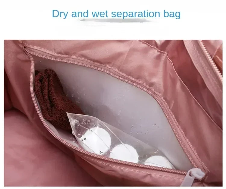 Women Gym Bags Waterproof Sports Swimming Yoga Mat Pink Weekend Travel Duffle Bags for Women Sport Fitness Shoulder Handbag